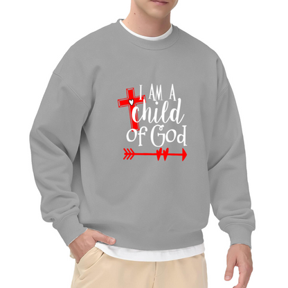 I Am A Child Of God Cross Crewneck Sweatshirt, Christian Faith Heartbeat Pullover, Religious Gift