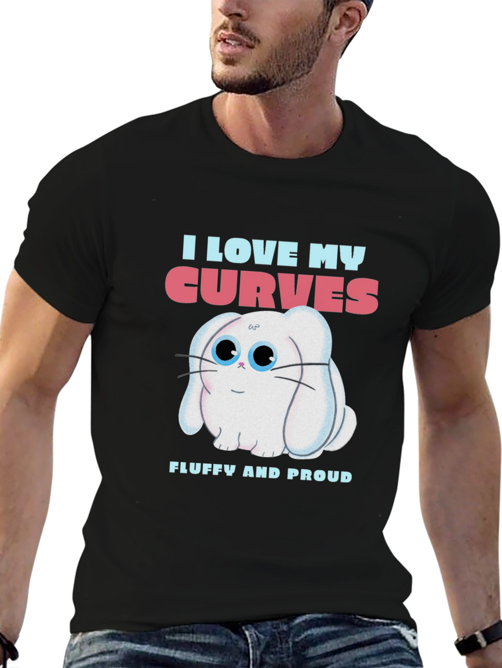 I Love My Curves T-Shirt - Fluffy Bunny Design