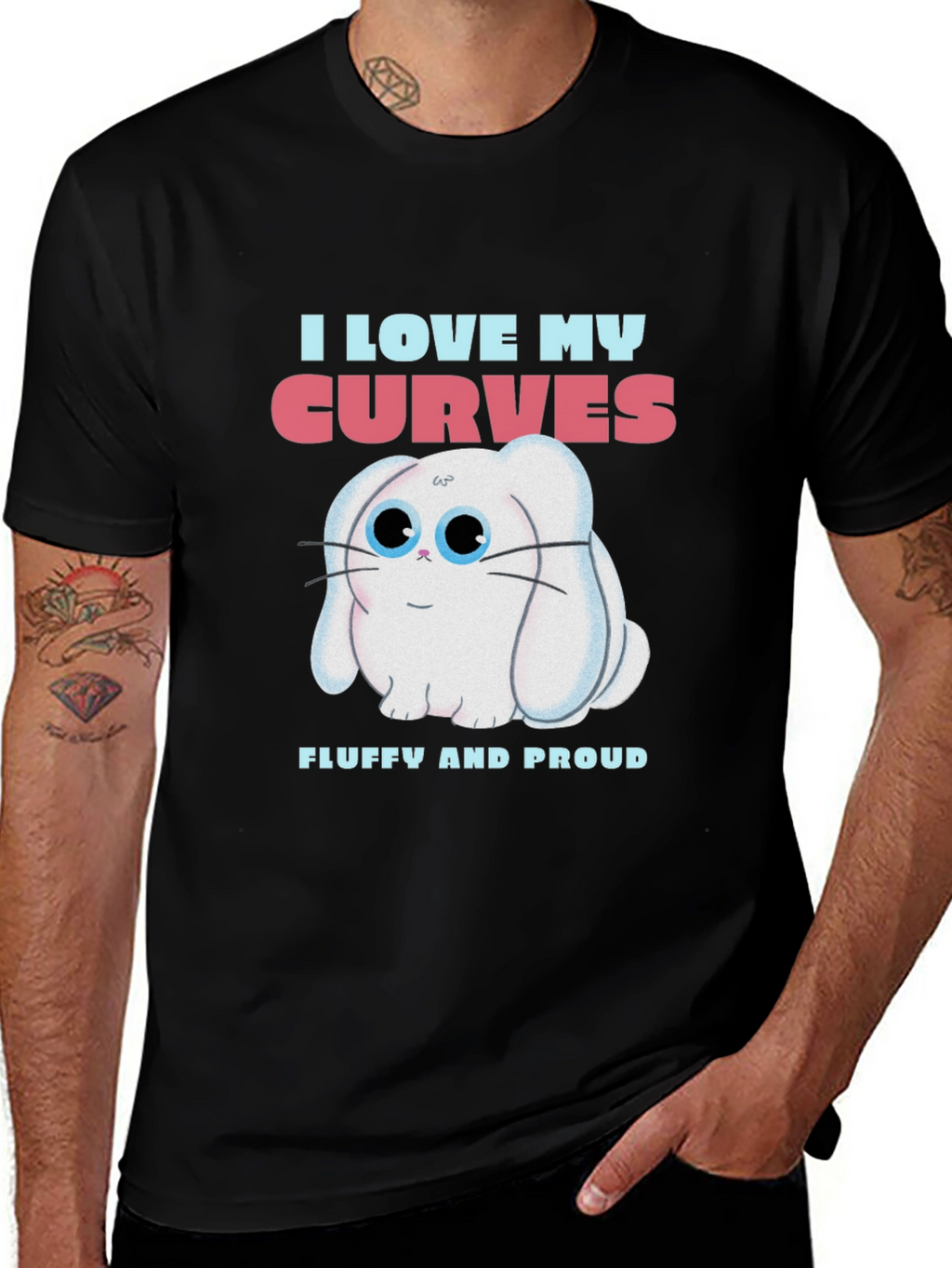 I Love My Curves T-Shirt - Fluffy Bunny Design