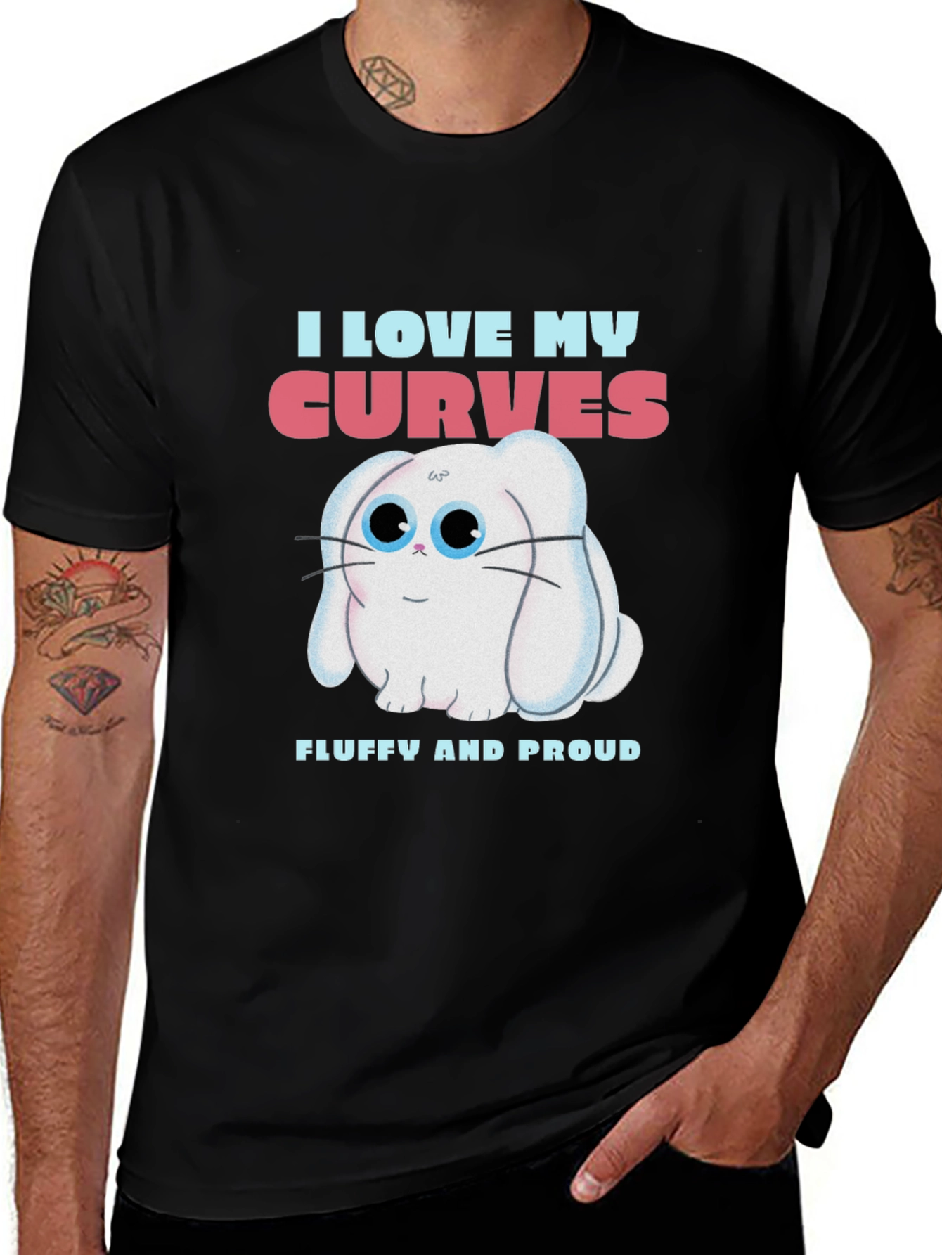 I Love My Curves T-Shirt - Fluffy Bunny Design