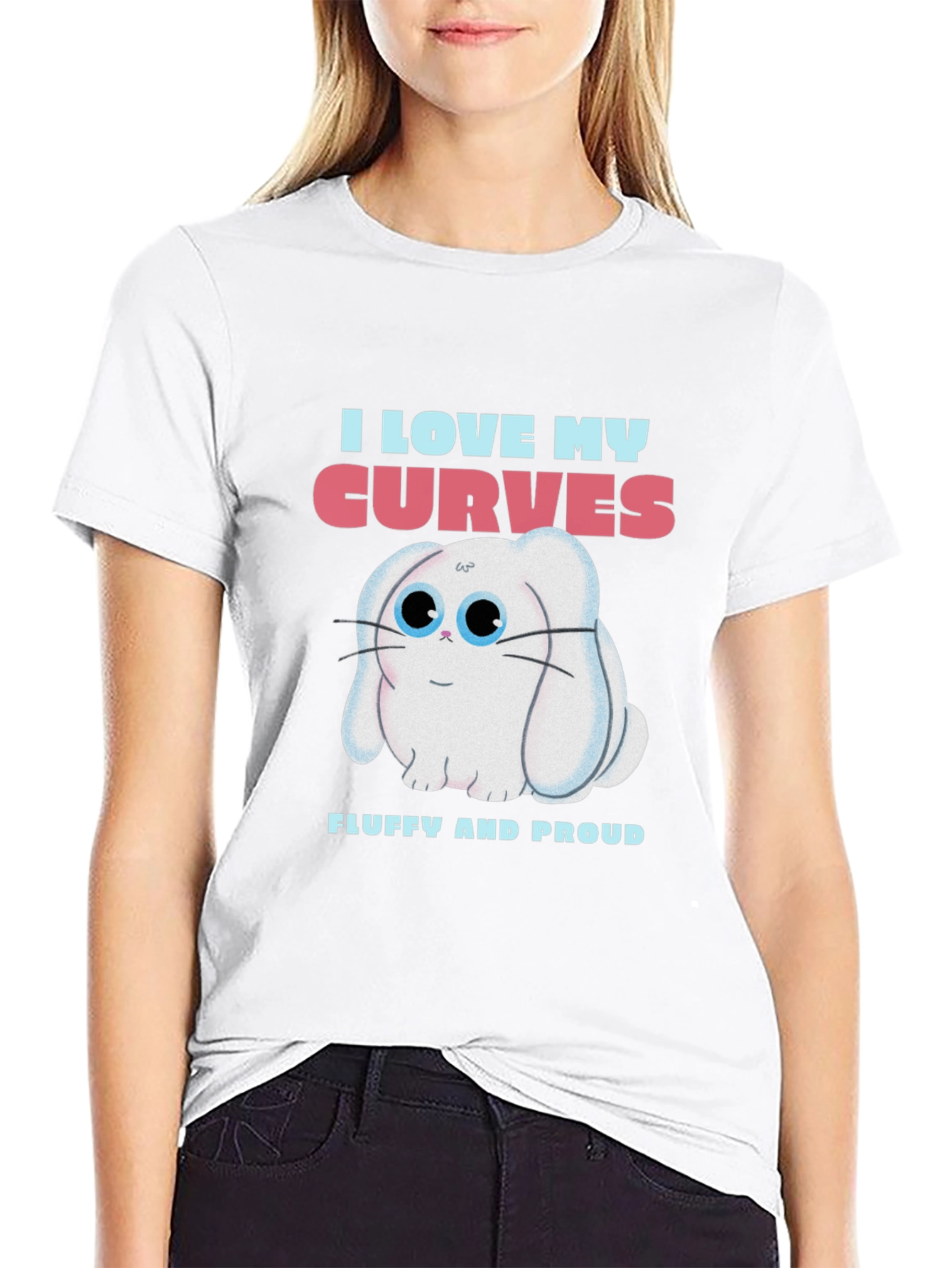 I Love My Curves T-Shirt - Fluffy Bunny Design