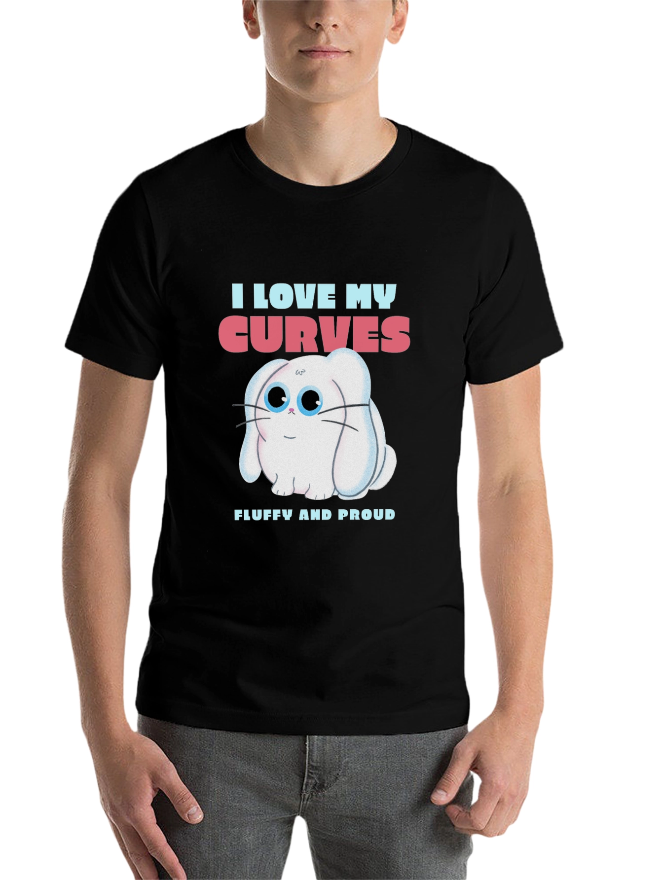 I Love My Curves T-Shirt - Fluffy Bunny Design