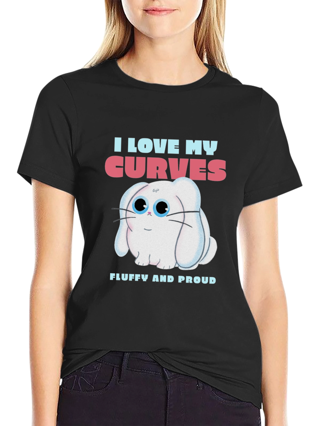 I Love My Curves T-Shirt - Fluffy Bunny Design