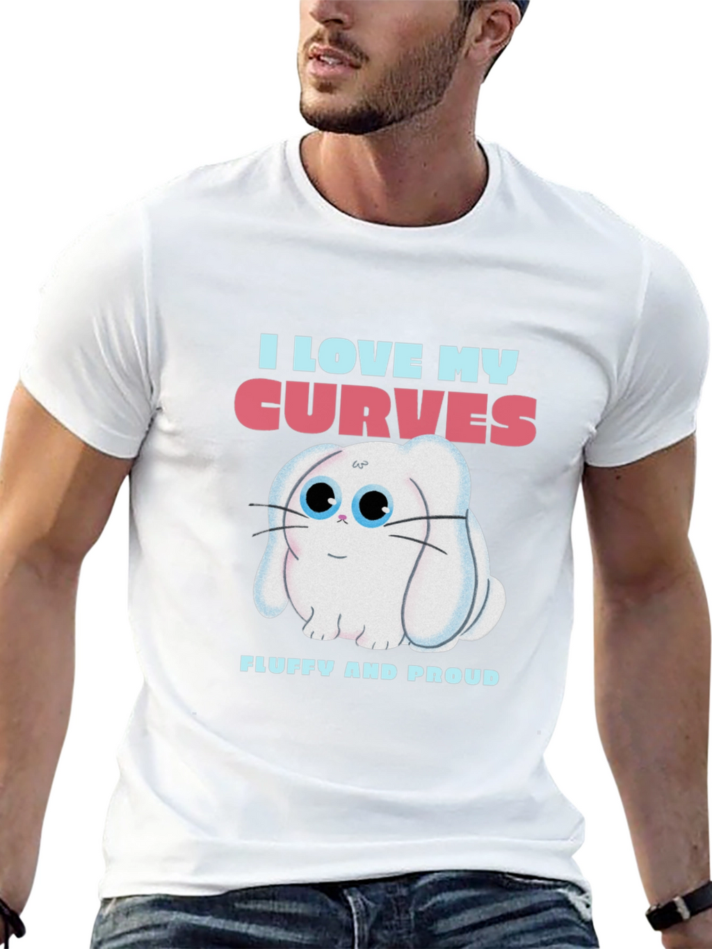 I Love My Curves T-Shirt - Fluffy Bunny Design