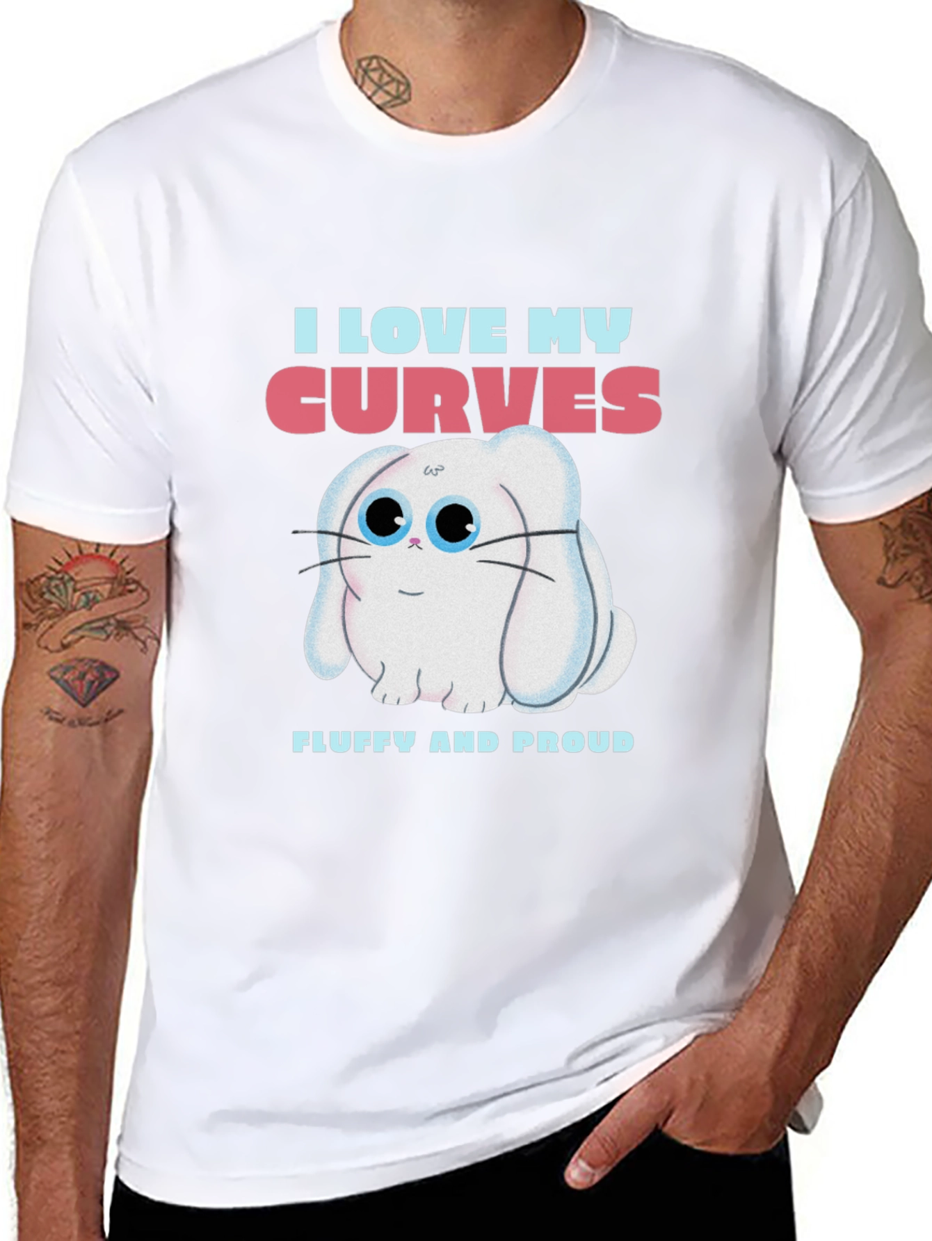 I Love My Curves T-Shirt - Fluffy Bunny Design
