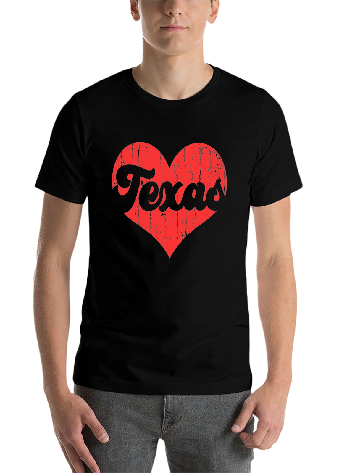 Texas Love Heart Graphic Tee - Black