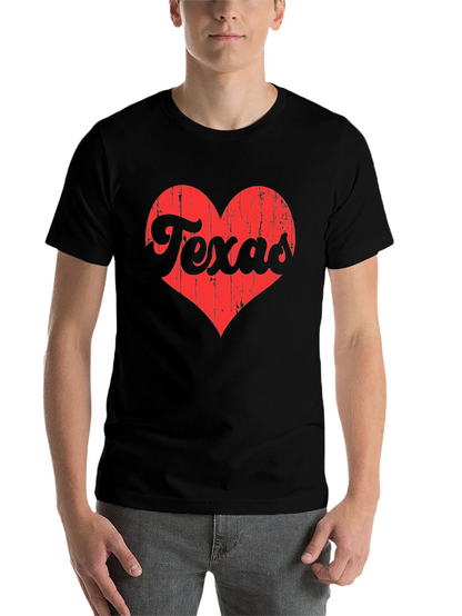 Texas Love Heart Graphic Tee - Black