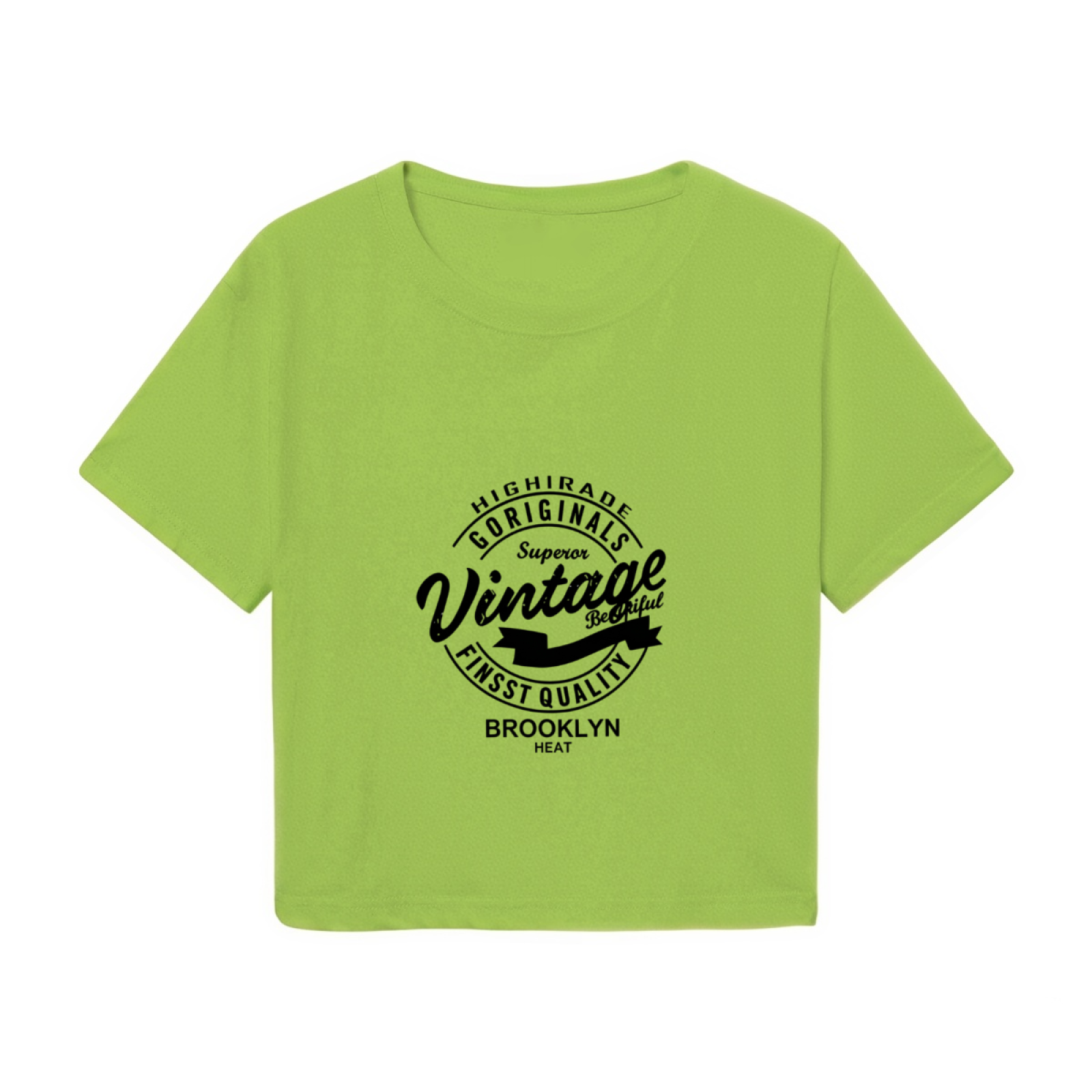 Vintage Brooklyn Heat Retro Stamp Lime Crop Top