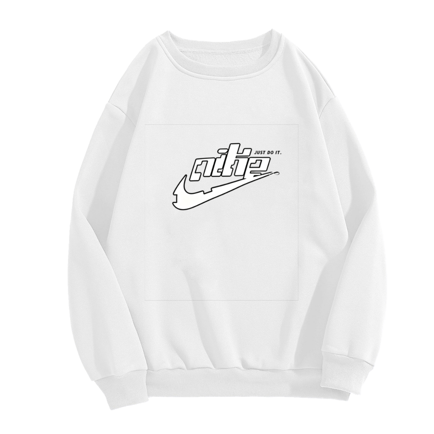 Retro Swoosh Letter Graphic Streetwear Crewneck Sweatshirt