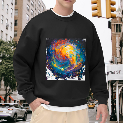 Spiral Galaxy Abstract Painting Crewneck Sweatshirt | Cosmic Swirl Art Pullover, Space Lover Gift