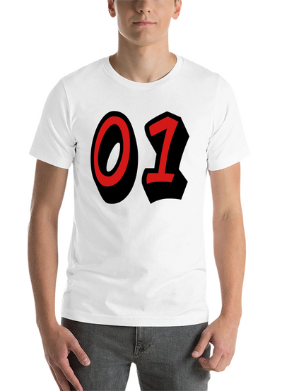 Bold Number T-Shirt - Black with Red 01 Design