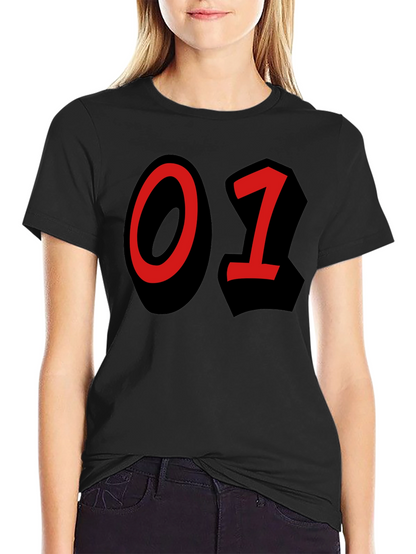 Bold Number T-Shirt - Black with Red 01 Design