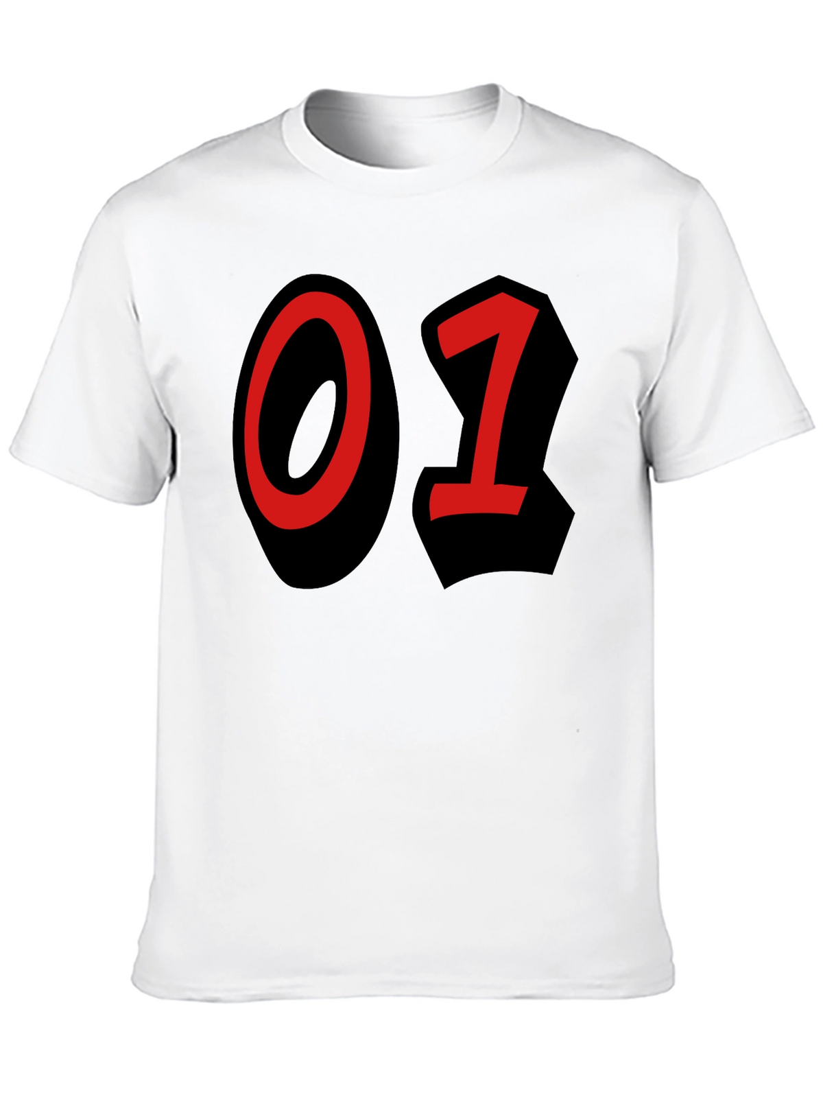 Bold Number T-Shirt - Black with Red 01 Design