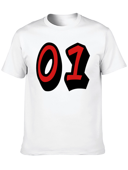 Bold Number T-Shirt - Black with Red 01 Design