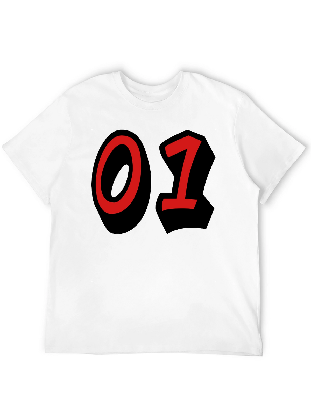 Bold Number T-Shirt - Black with Red 01 Design