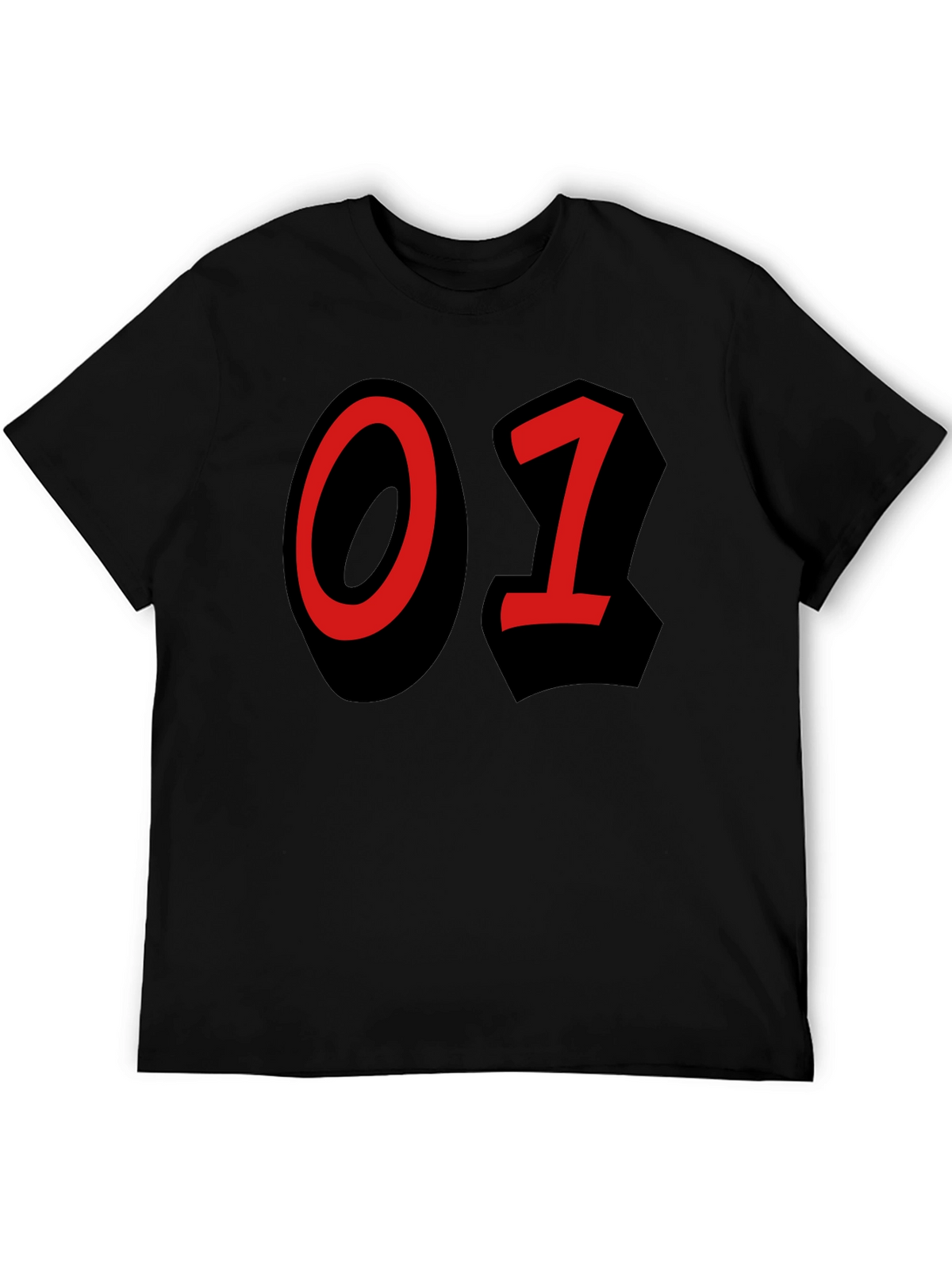 Bold Number T-Shirt - Black with Red 01 Design