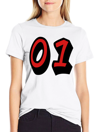 Bold Number T-Shirt - Black with Red 01 Design