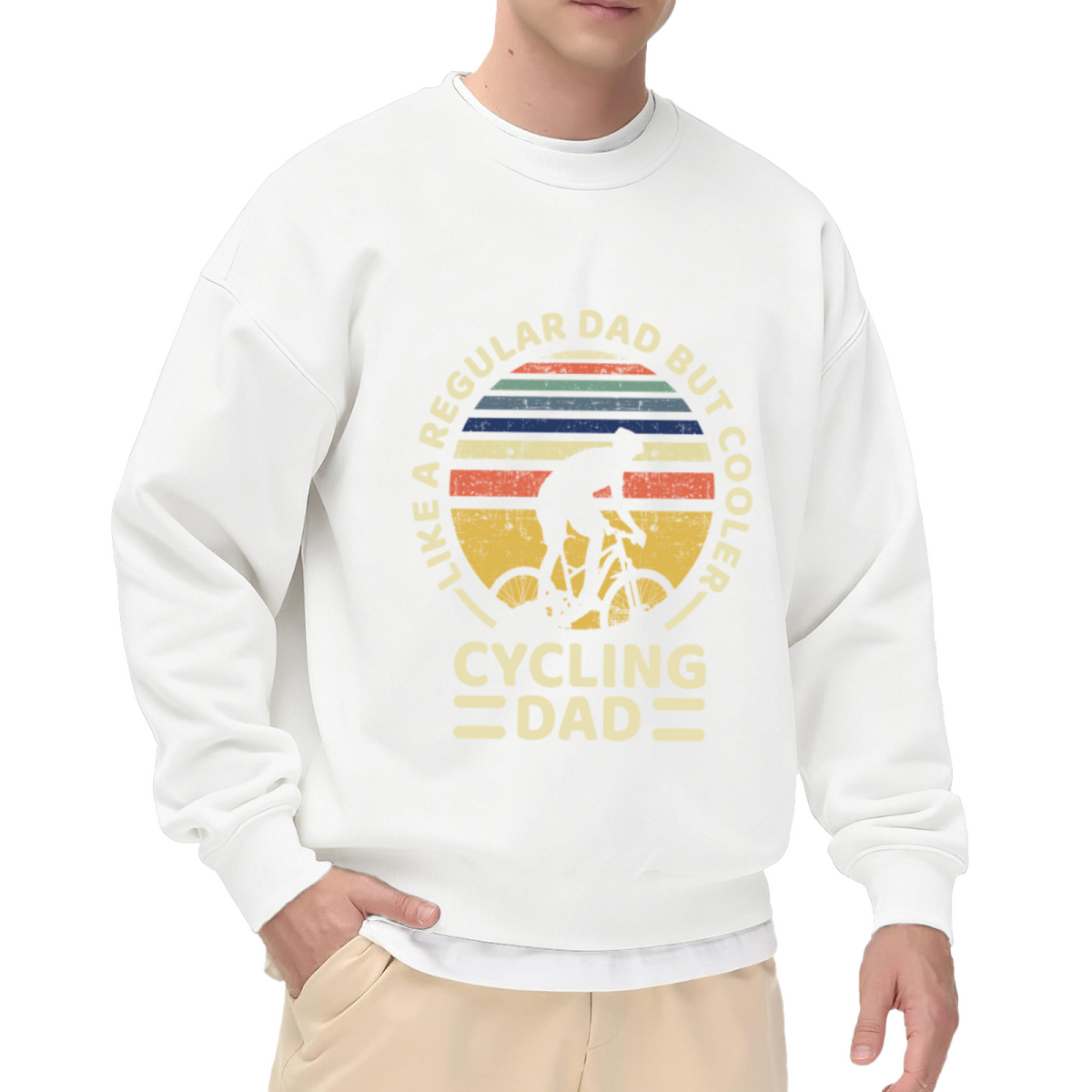 Like A Regular Dad But Cooler Cycling Dad Crewneck Sweatshirt - Bike Rider Father's Day Gift, Retro Cyclist Pullover