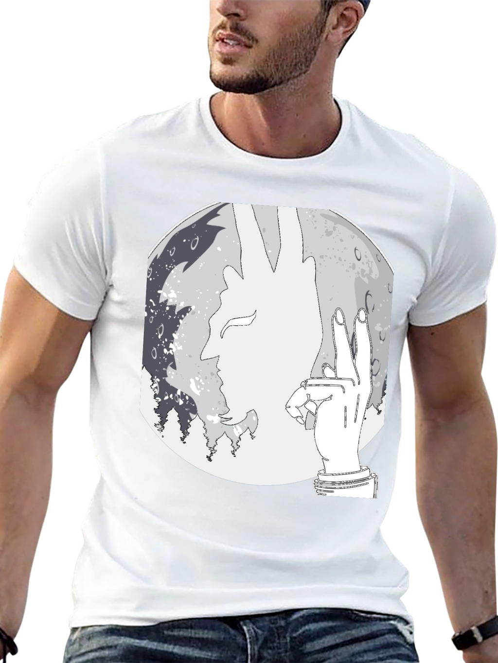 Silhouette Moon Graphic Tee - Stylish Mens Black T-Shirt