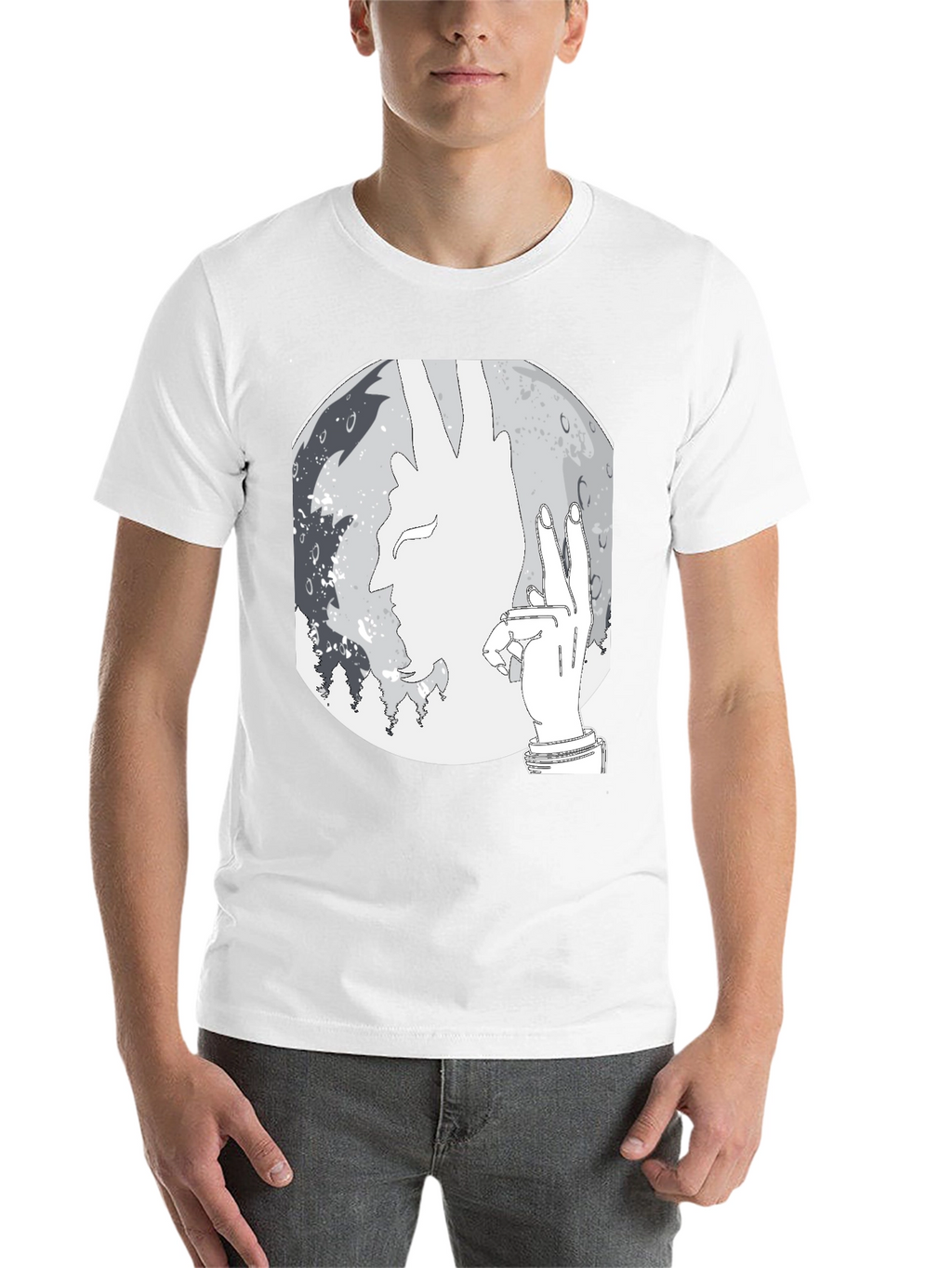 Silhouette Moon Graphic Tee - Stylish Mens Black T-Shirt