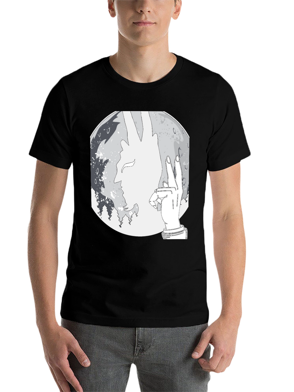 Silhouette Moon Graphic Tee - Stylish Mens Black T-Shirt