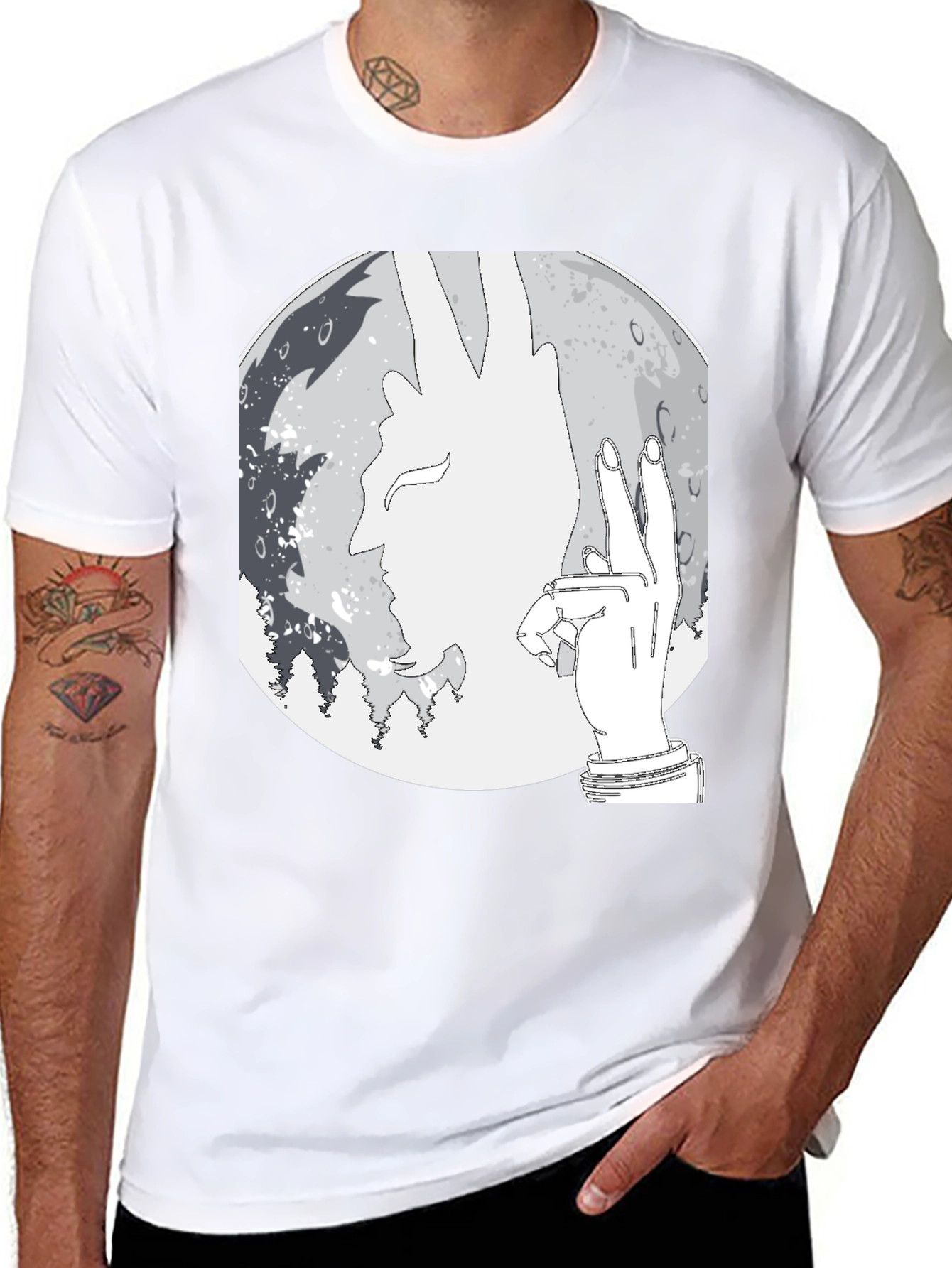 Silhouette Moon Graphic Tee - Stylish Mens Black T-Shirt