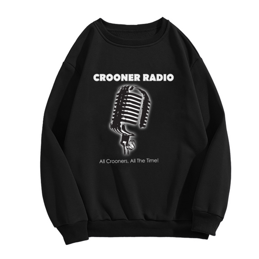 Crooner Radio Sweatshirt | Vintage Microphone Graphic Crewneck, Classic Radio Music Pullover Top, Jazz Singer Gift for Music Lovers