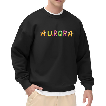 Aurora Monster Letters Crewneck Sweatshirt | Cute Colorful Cartoon Alphabet Pullover, Playful Character Graphic Top, Kids Gift