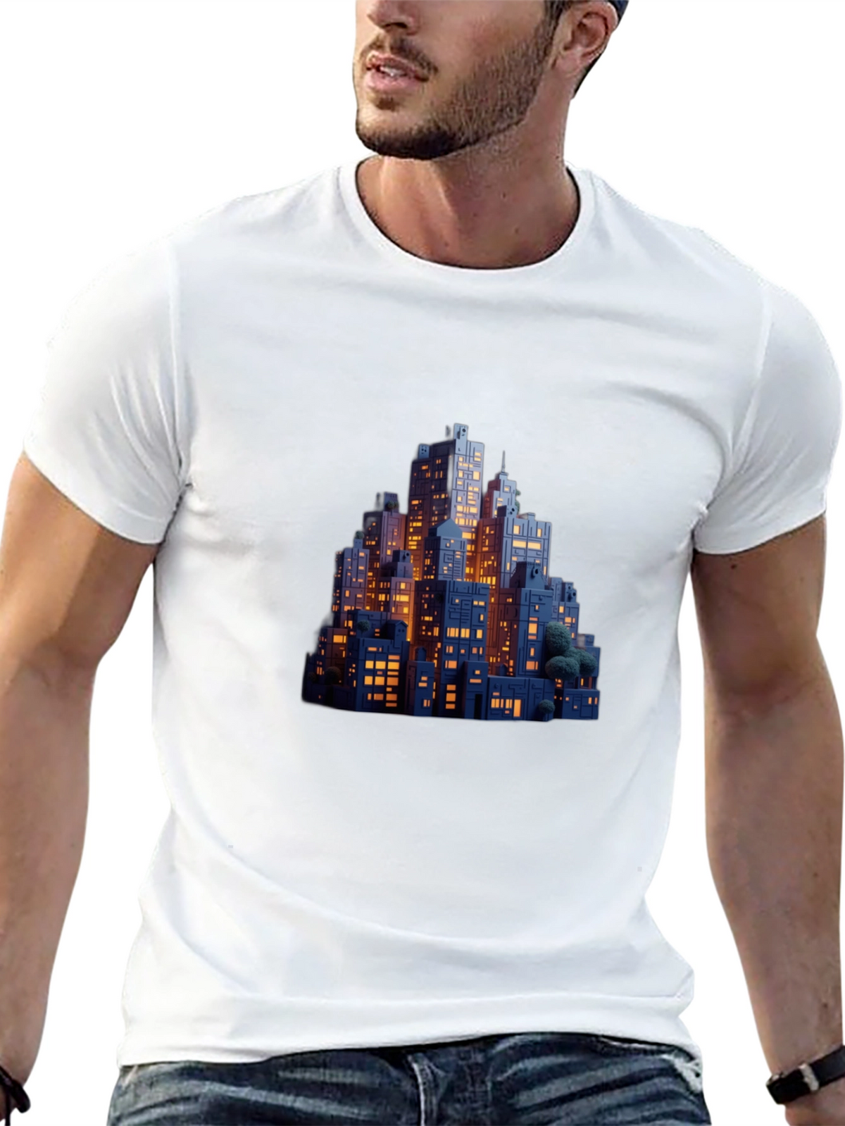 Night Cityscape Graphic Tee - Urban Style
