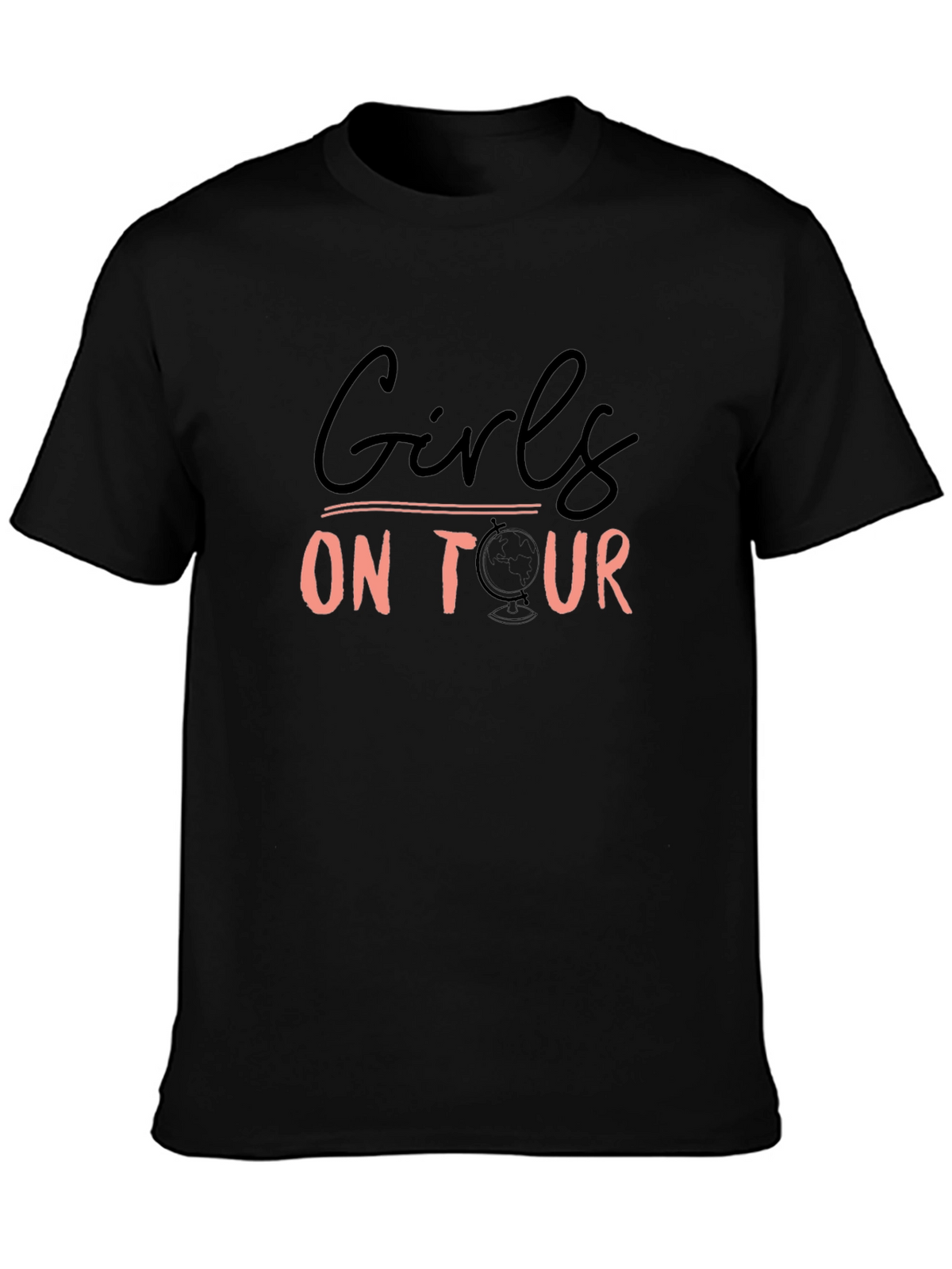 Girls On Tour Graphic Tee - Black Crew Neck