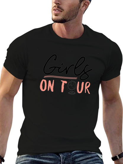 Girls On Tour Graphic Tee - Black Crew Neck
