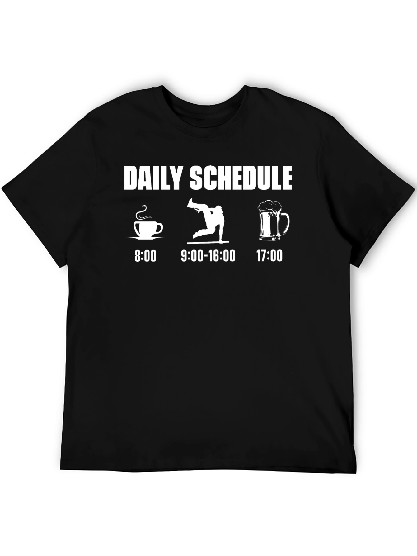 Daily Schedule Graphic Tee - Coffee Dance Beer - Mens Black T-Shirt