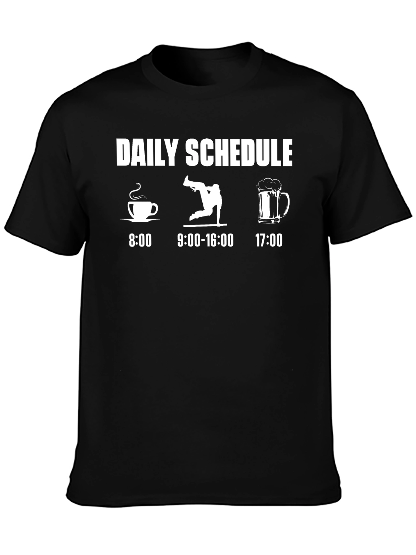 Daily Schedule Graphic Tee - Coffee Dance Beer - Mens Black T-Shirt
