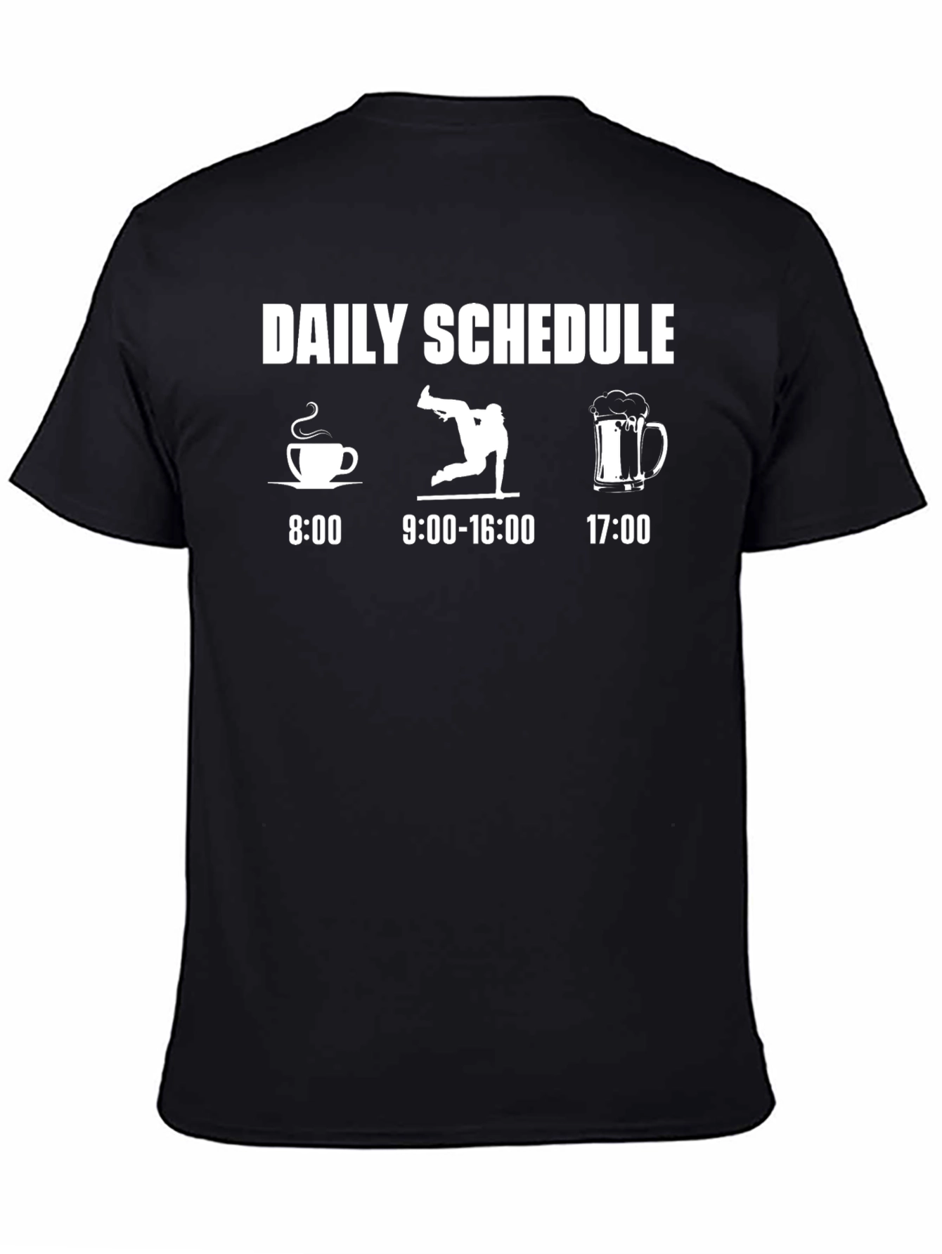 Daily Schedule Graphic Tee - Coffee Dance Beer - Mens Black T-Shirt