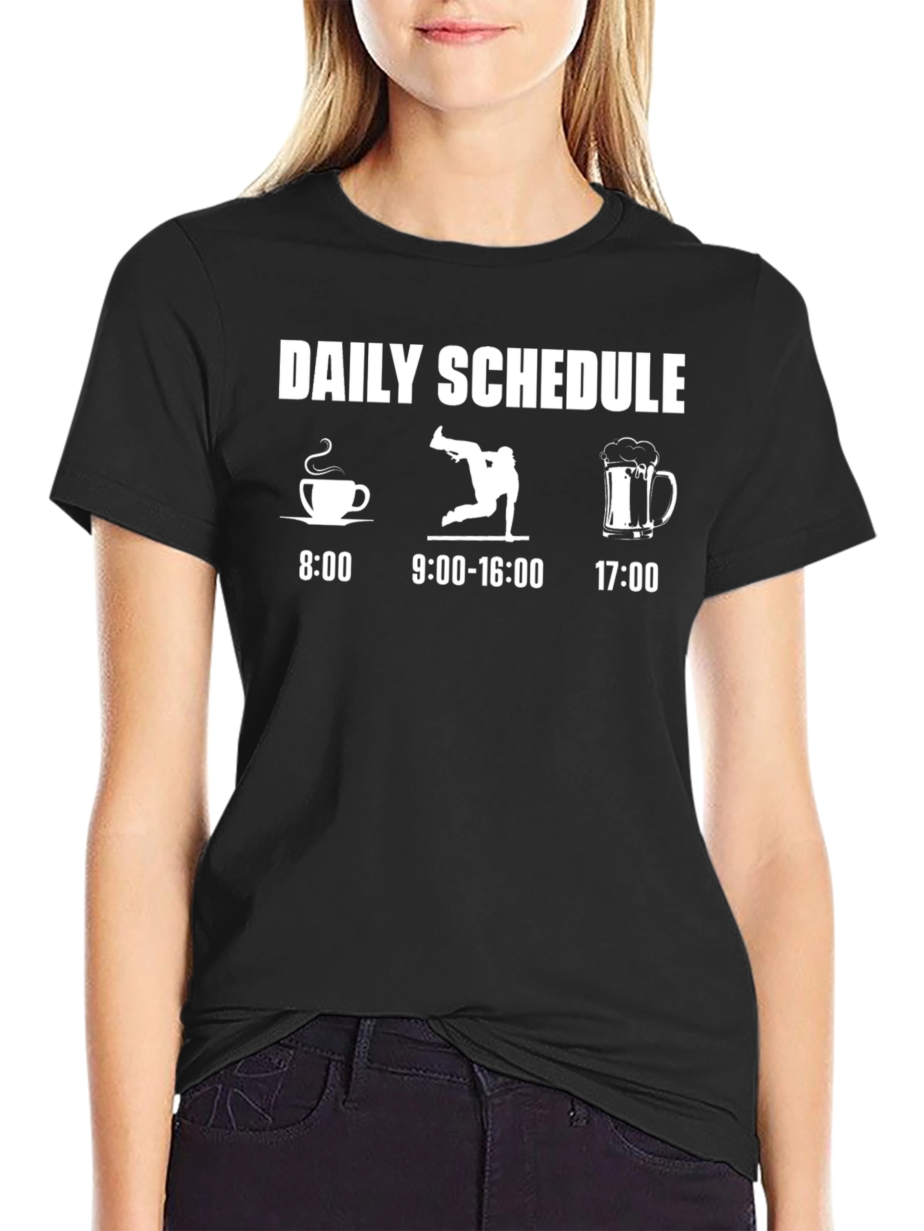 Daily Schedule Graphic Tee - Coffee Dance Beer - Mens Black T-Shirt