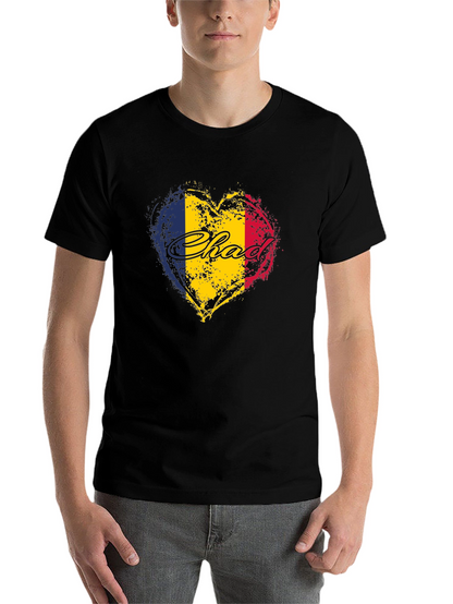 Chad Flag Heart T-Shirt - Black