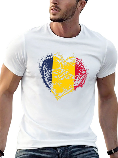 Chad Flag Heart T-Shirt - Black