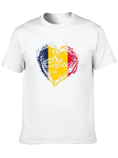 Chad Flag Heart T-Shirt - Black