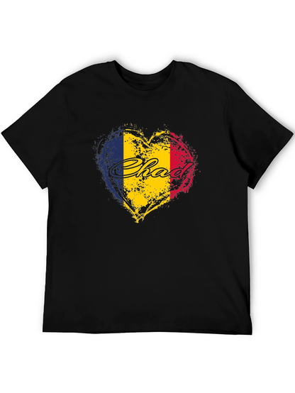 Chad Flag Heart T-Shirt - Black