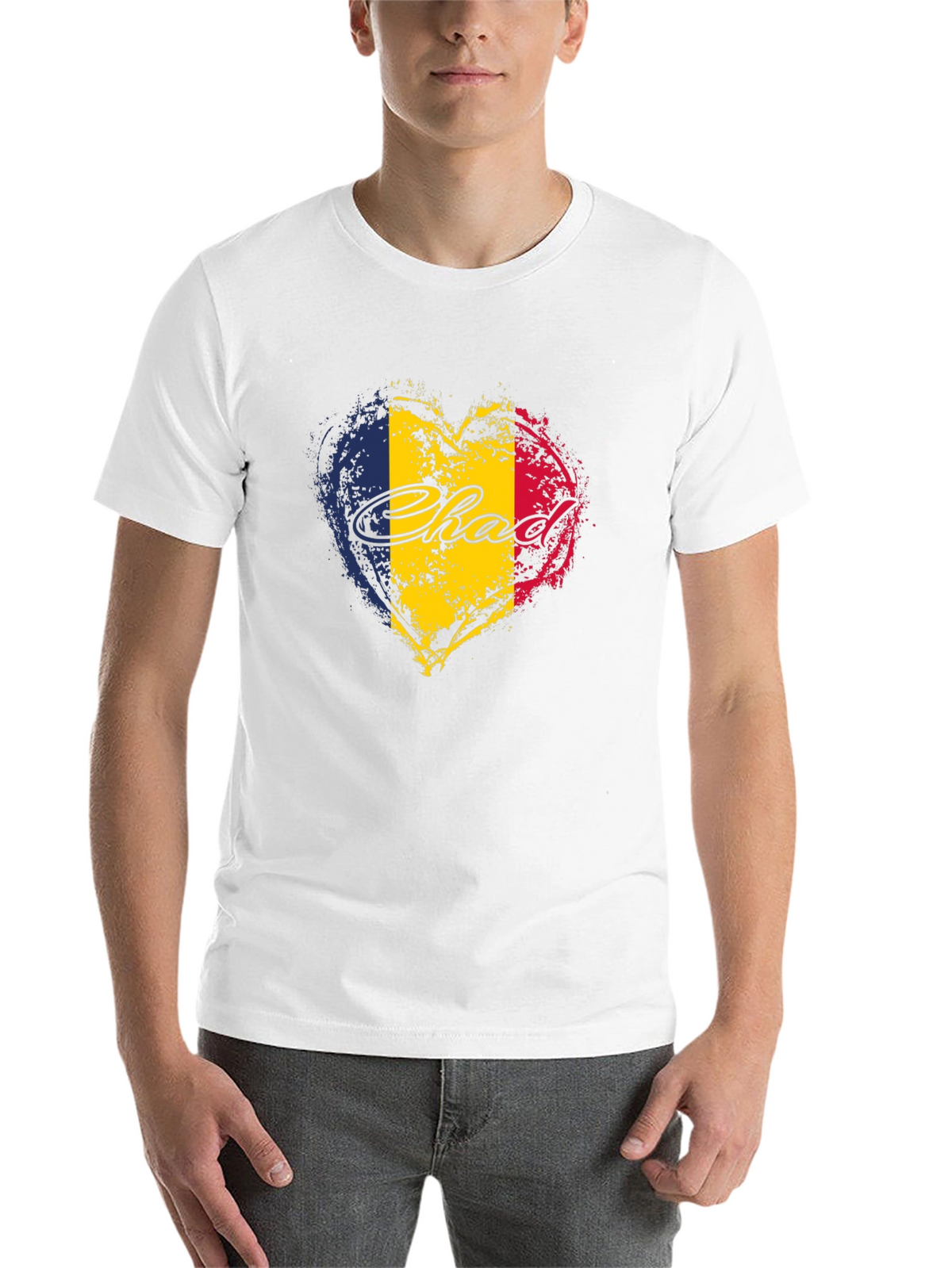 Chad Flag Heart T-Shirt - Black