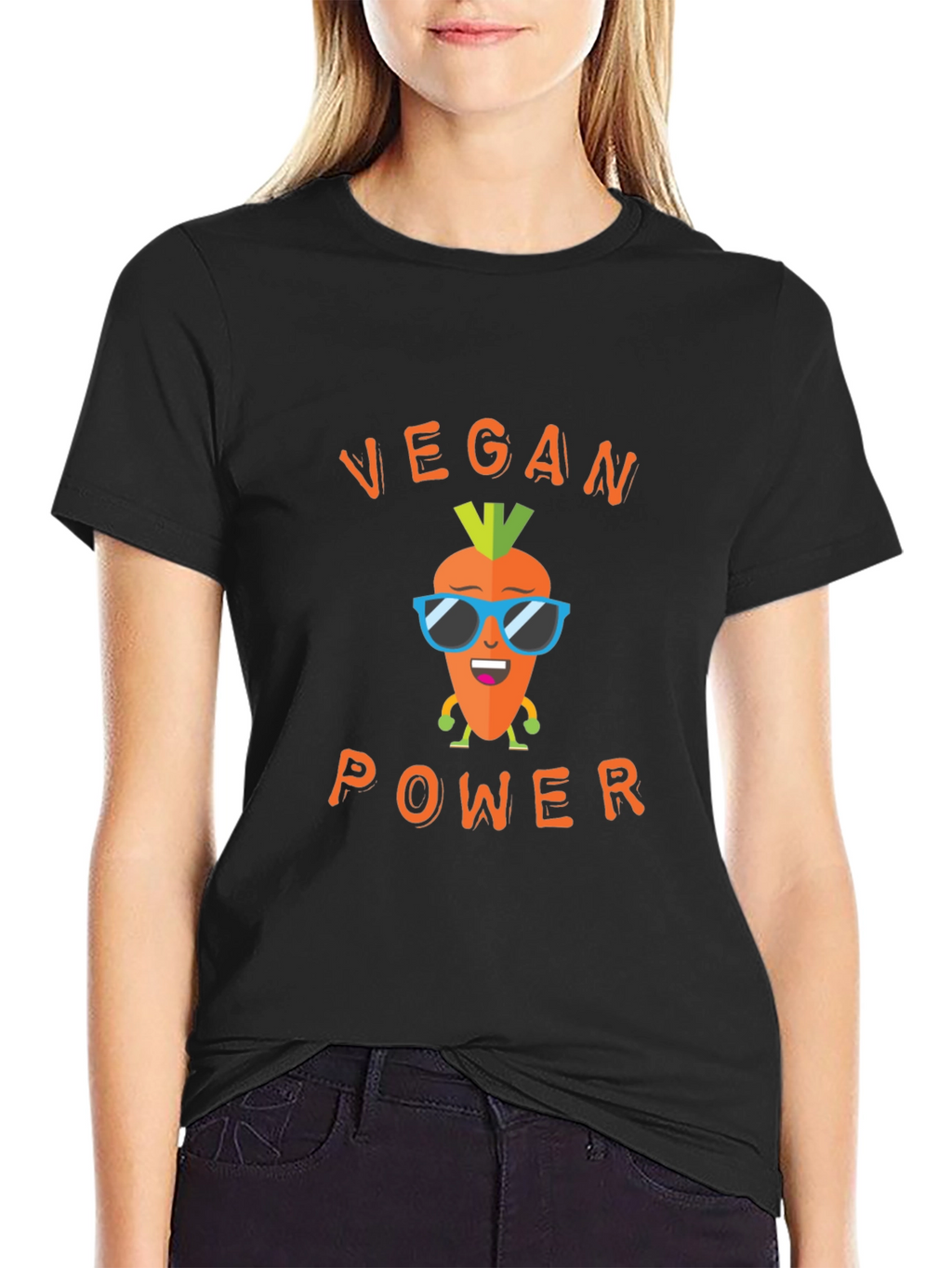 Vegan Power Graphic Tee - Carrot Cartoon