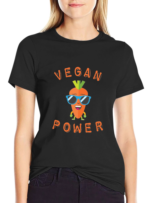 Vegan Power Graphic Tee - Carrot Cartoon