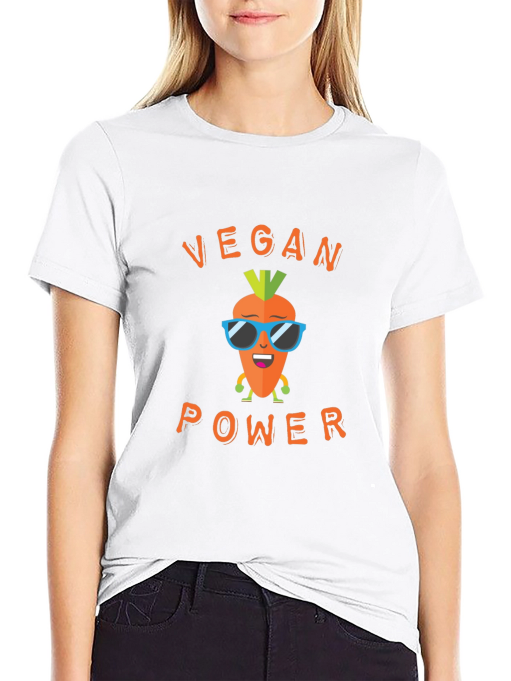 Vegan Power Graphic Tee - Carrot Cartoon
