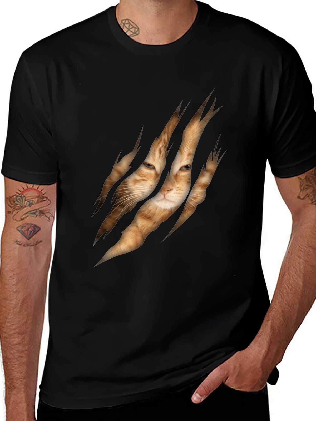 Cat Rip Graphic Tee - Unique Animal Lover T-Shirt