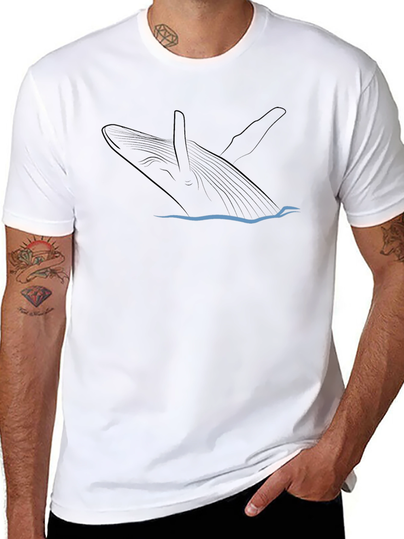 Whale Graphic Black T-Shirt - Mens