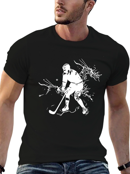 Hockey Player Graphic Black T-Shirt