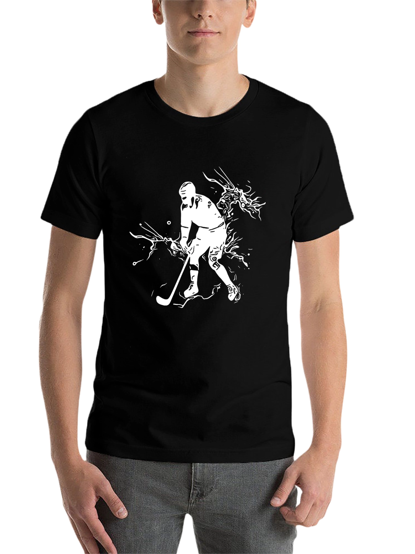 Hockey Player Graphic Black T-Shirt