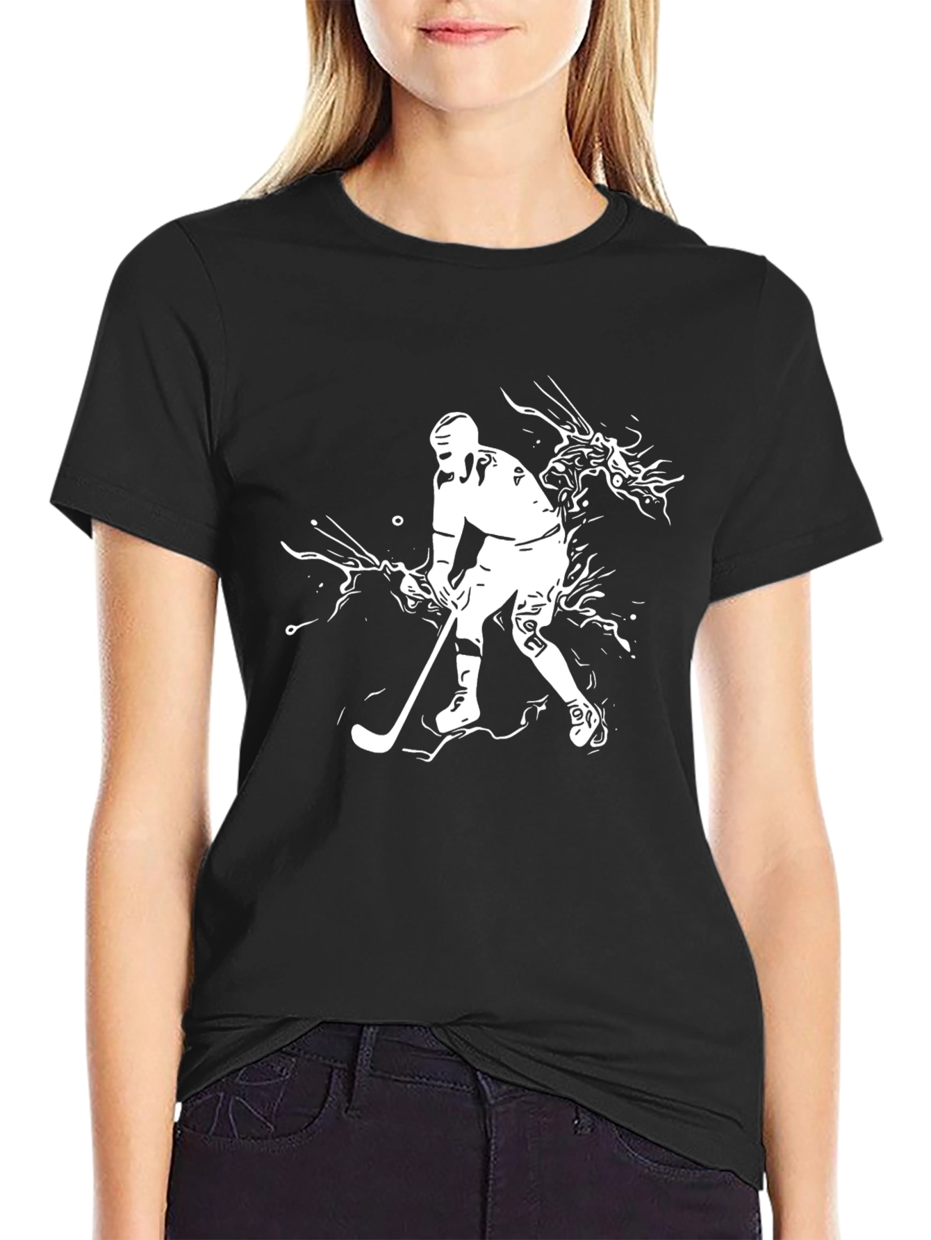 Hockey Player Graphic Black T-Shirt