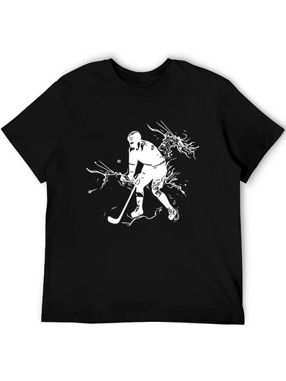 Hockey Player Graphic Black T-Shirt