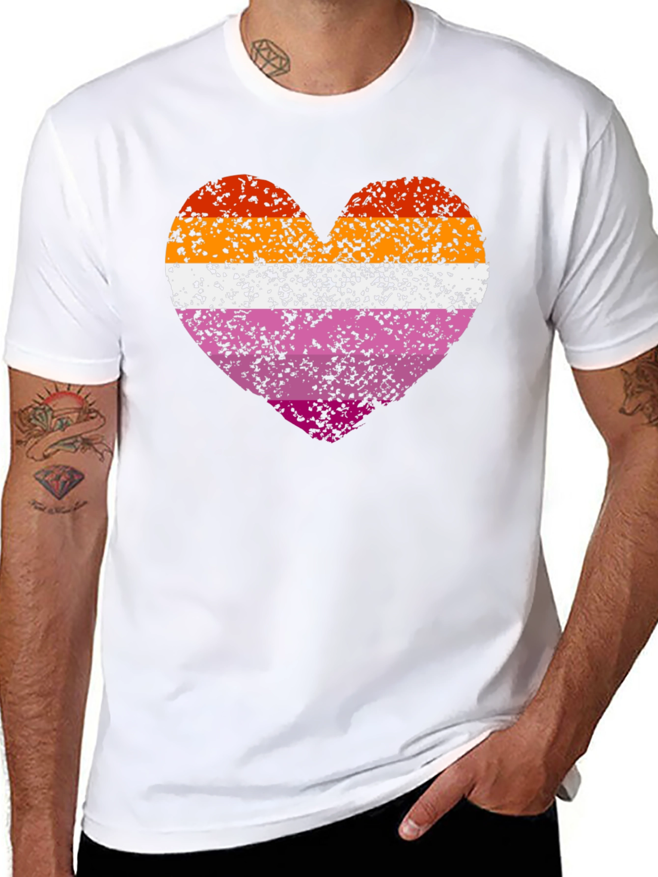 Lesbian Pride Heart Graphic T-Shirt